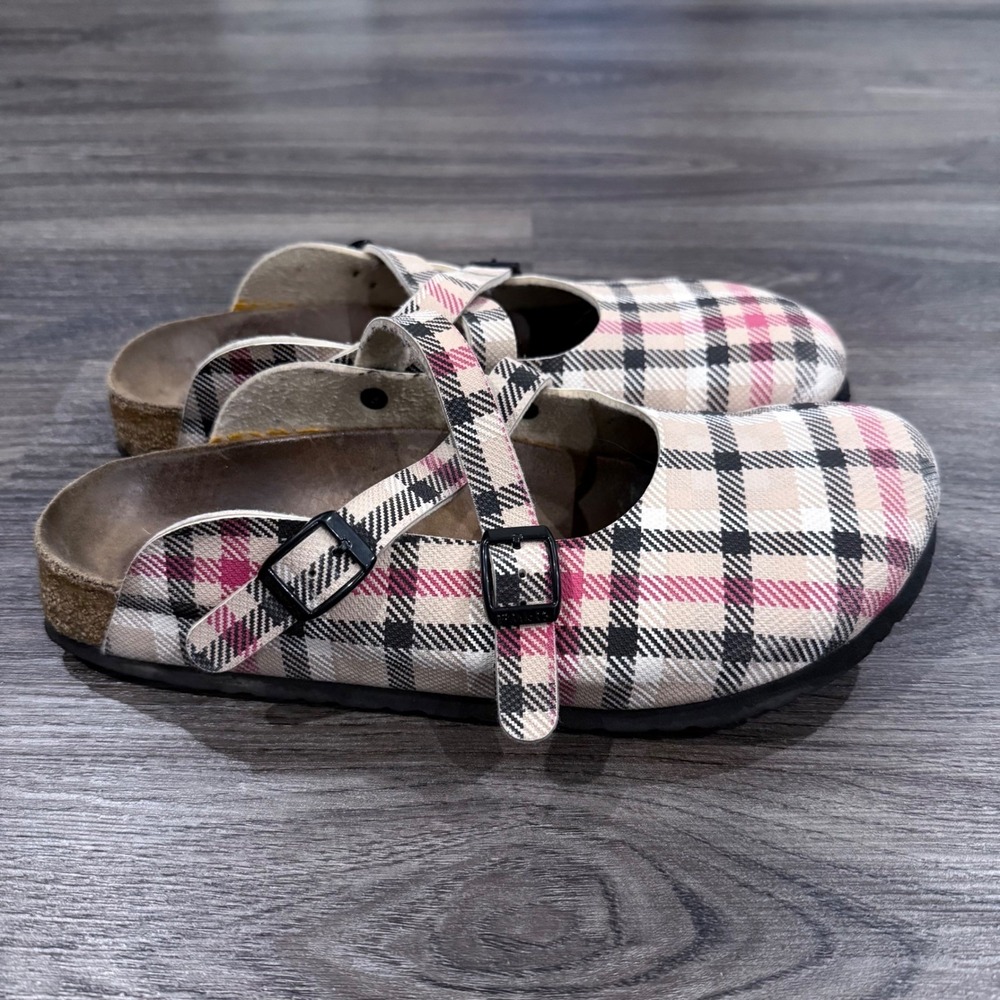 Birki's Birkenstock Mary Jane Clogs Plaid Pink Tan Black US W11 M9 Germany
